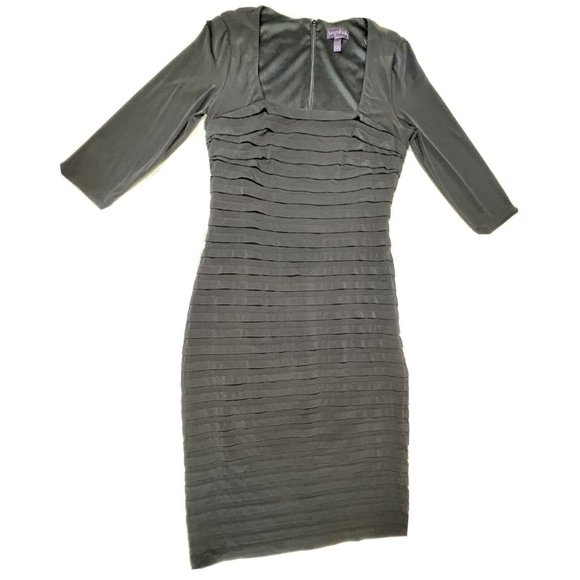 Long Tall Sally Black Shutter Dress Square Neck Pencil Stretchy Size 8 Sexy - Picture 13 of 16